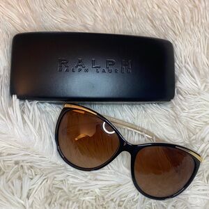 Ralph Lauren Black Frame Sunglasses with Brown Lenses